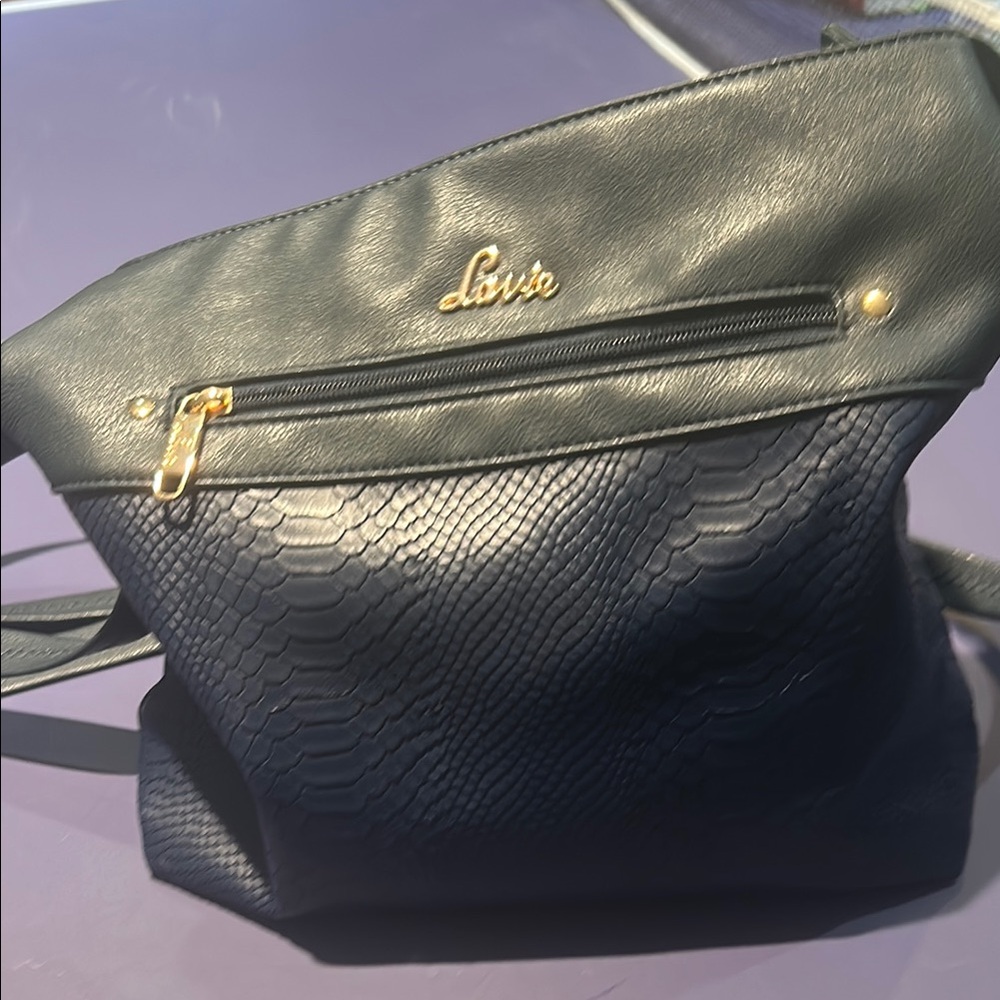 Blue Crossbody Bag with Textured Finish